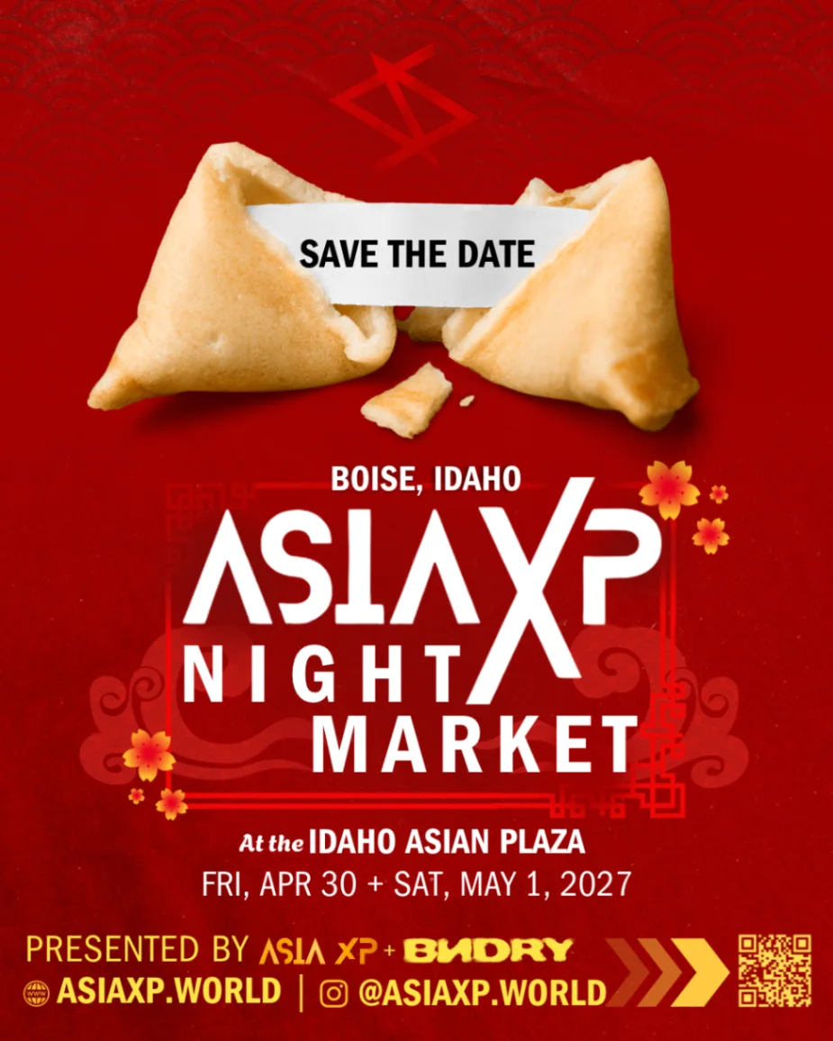 Asia XP Night Market official flyer, April 30 and May 1, 2027, at Idaho Asian Plaza